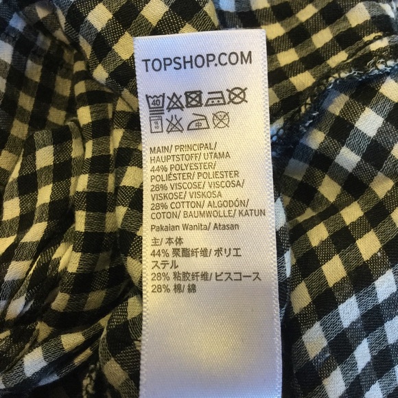 Topshop- Black/White checkered bell sleeve top. 10 - Picture 7 of 8